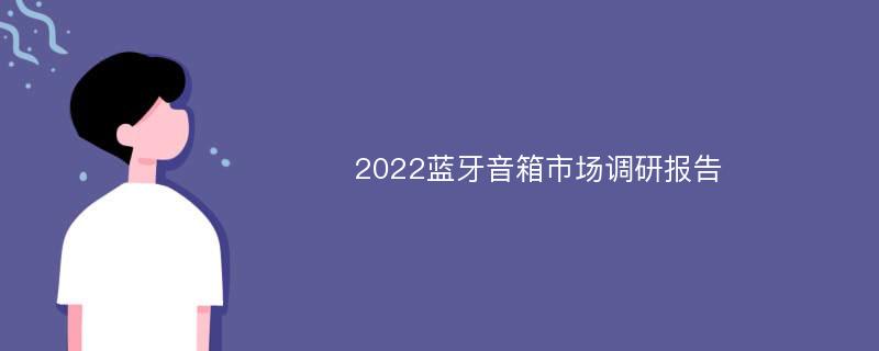 2022蓝牙音箱市场调研报告