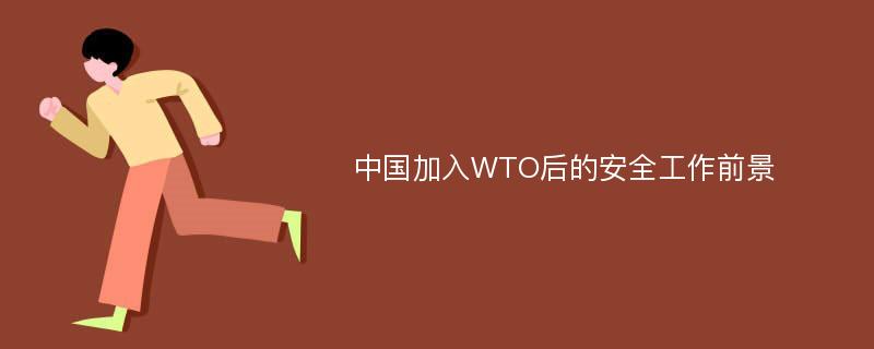 中国加入WTO后的安全工作前景
