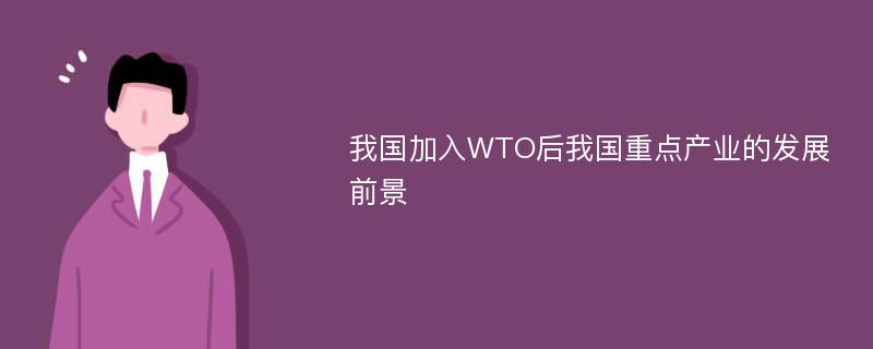 我国加入WTO后我国重点产业的发展前景